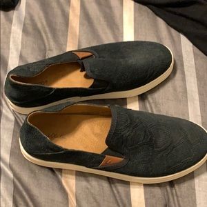 NWOT Olukai Black Suede Slip Ons
